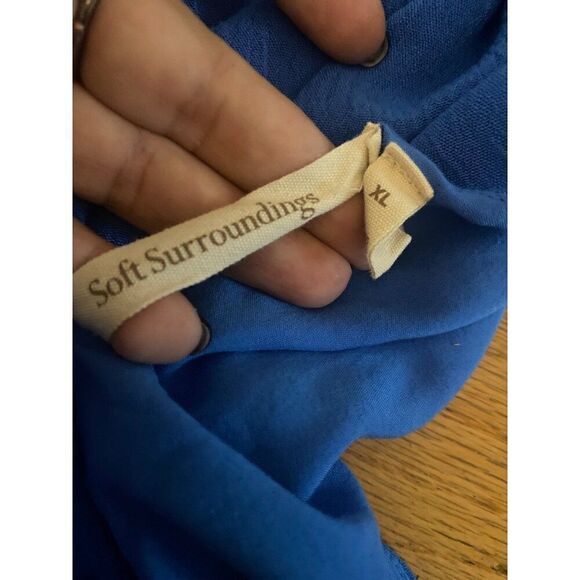 Soft Surroundings Women's Blue lined Long Sleeve Layered scoop neck Blouse sz XL - Picture 7 of 8